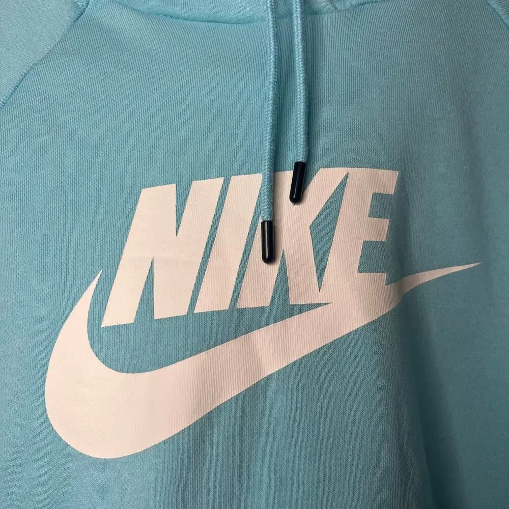 Nike Light Blue‎ Pullover Hoodie Unisex Medium Classic Swoosh Logo Cozycore